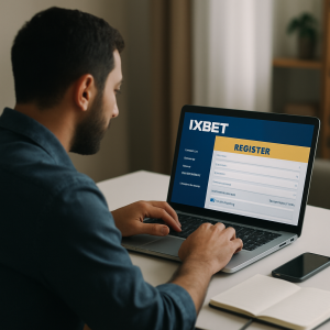 An adult reviews registration details, privacy settings, and account limits on a laptop.